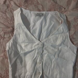 Hollister Women's White Button-Up Top